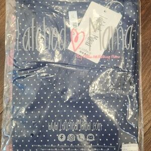 Latched Mama Boyfriend NURSING Tee-Blue Gray Dots